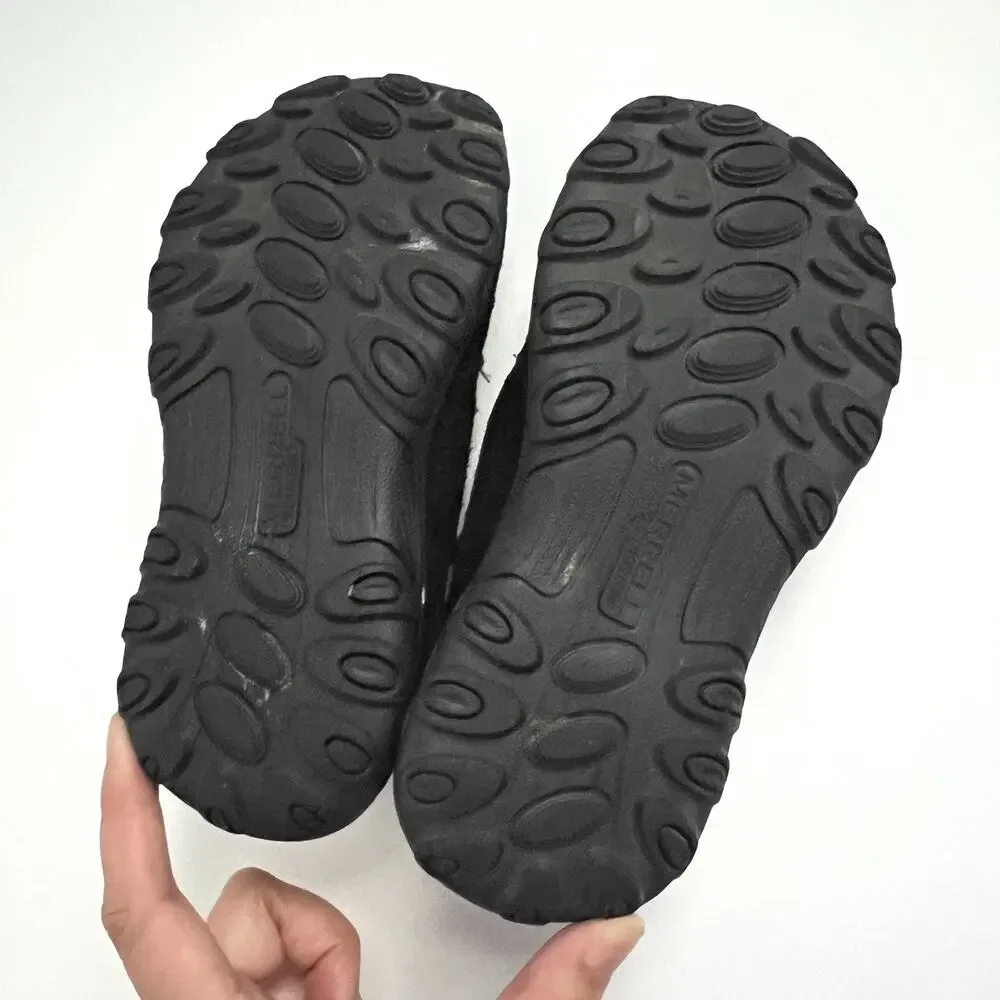 Merrell Novica Moc Solid Black Suede Leather Slip On Clog Shoe Youth US 11 M
